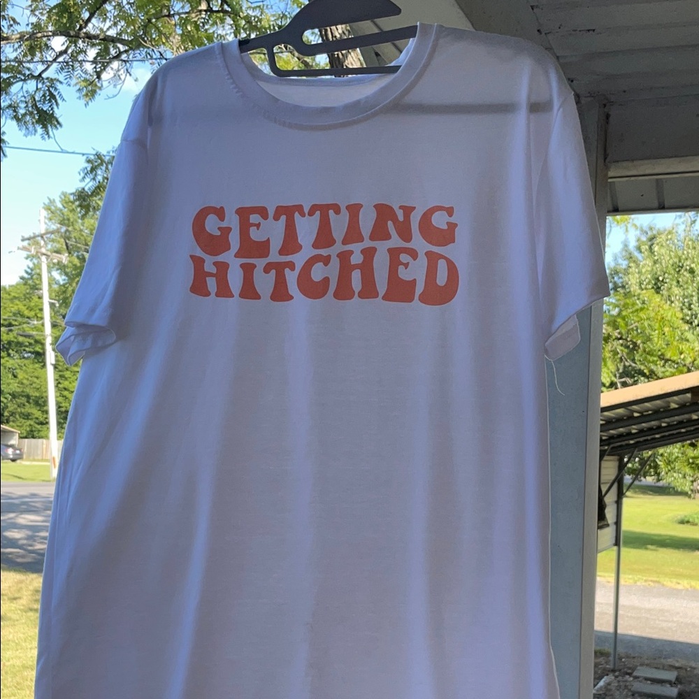 White Graphic T-Shirt with Orange Print